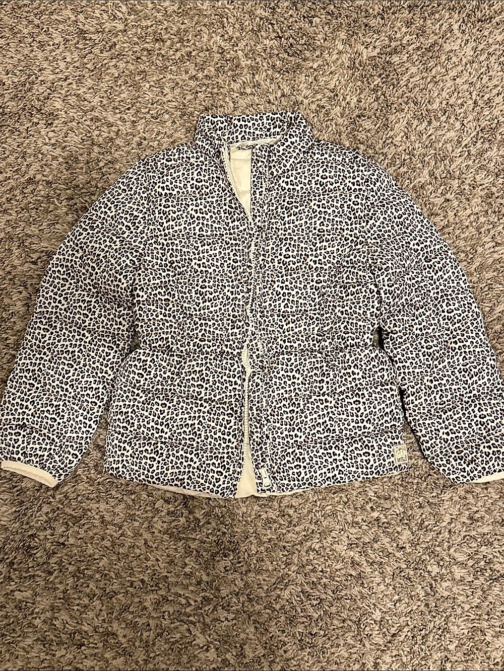 Gap Leopard Print Puffer Jacket Girls Regular Like New